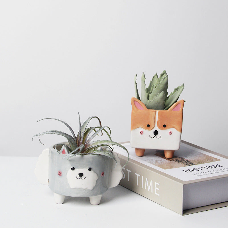 Waggletail Friends Ceramic Planters