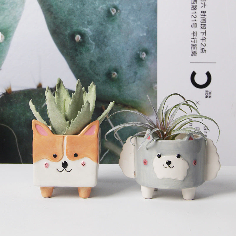 Waggletail Friends Ceramic Planters