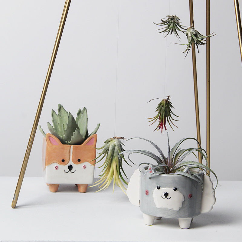 Waggletail Friends Ceramic Planters