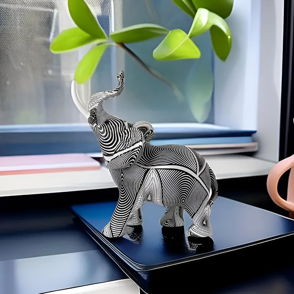 Artistic Black and White Spiral Elephant Statue – Elegant Home Decor Accent for Unique Wall and Room Decor-3