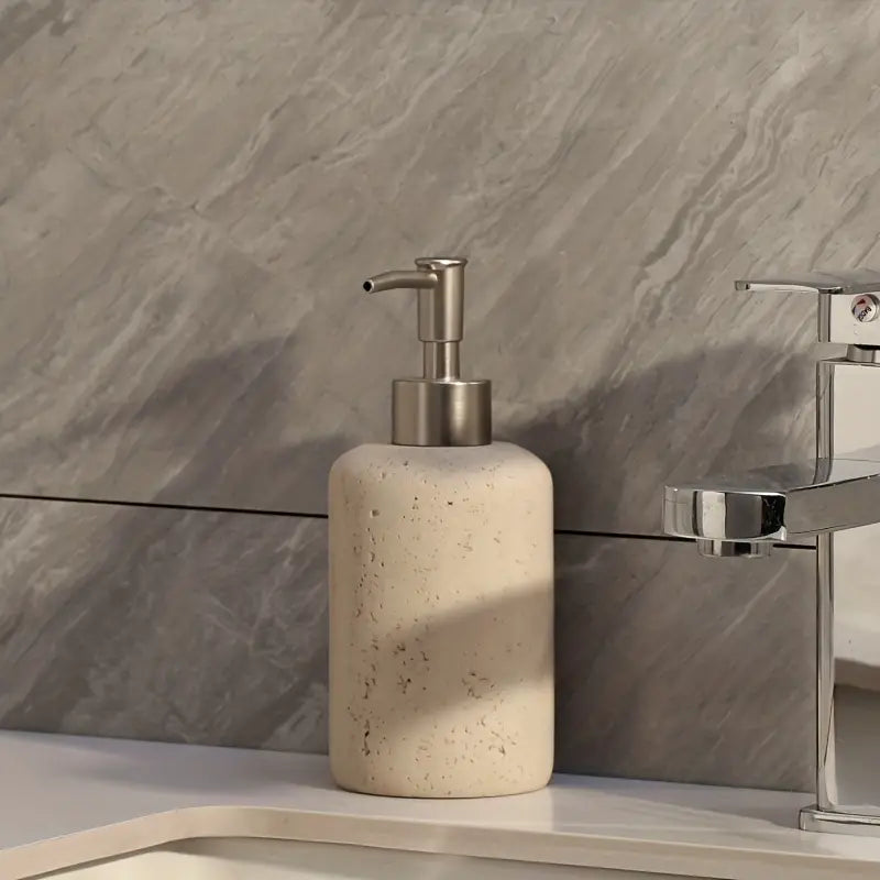 Artisan Travertine-Inspired Soap Dispenser