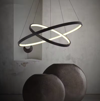 Variant image for Modern 2 Rings Chandelier Light with Dimming & Remote Control – Energy-Efficient LED Dining Room Lighting-3