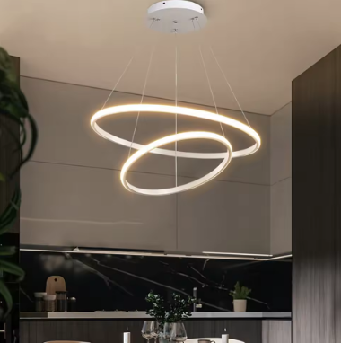 Variant image for Modern 2 Rings Chandelier Light with Dimming & Remote Control – Energy-Efficient LED Dining Room Lighting-6