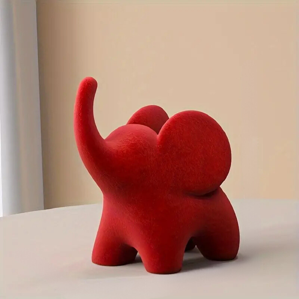 Elegant Nelly Flocked Elephant Figurine