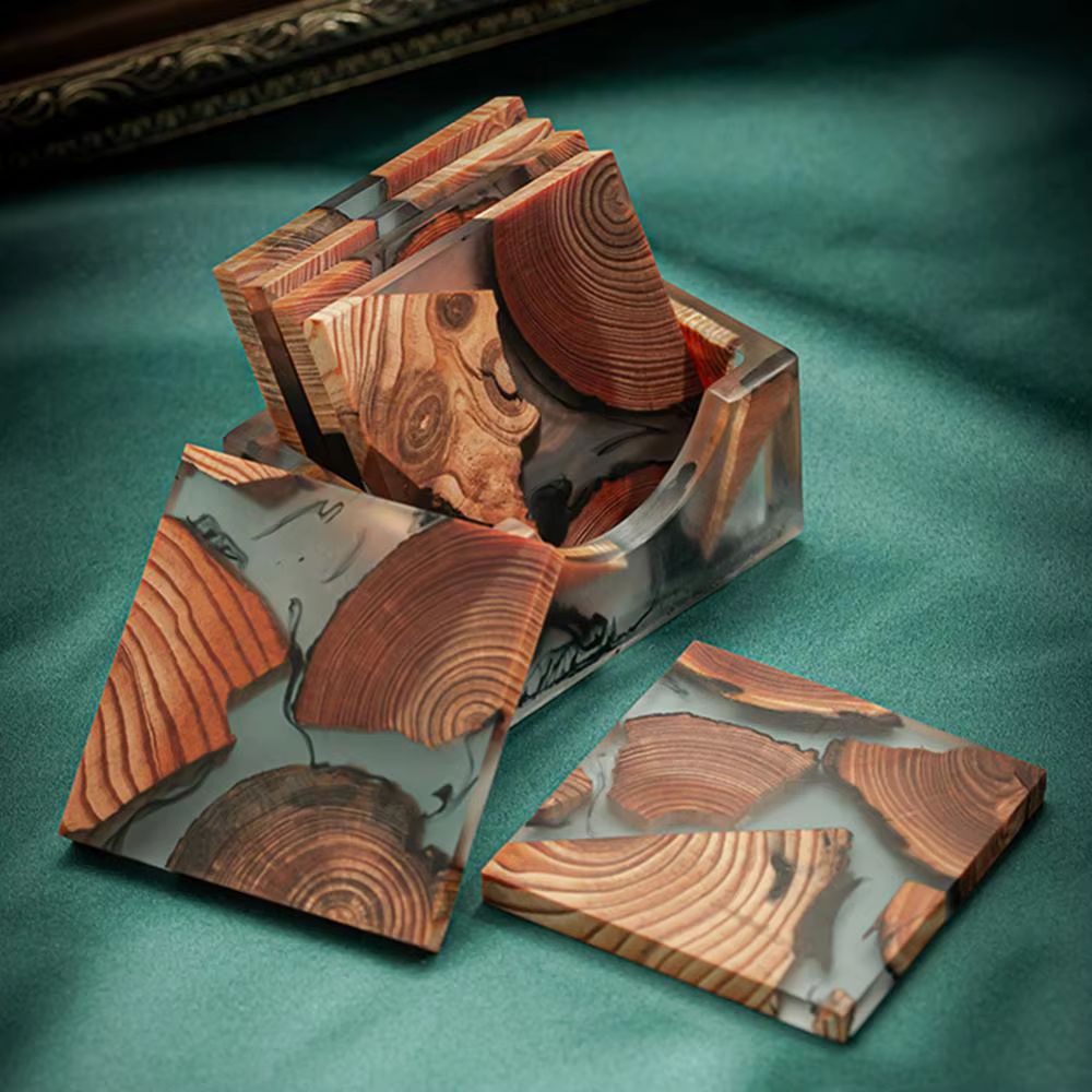 Artisan Crafted Wood and Resin Coasters
