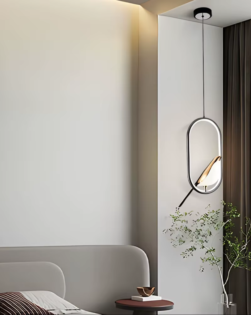 Modern Bird in Hanging Ring Pendant Lamp – Elegant Glass Ceiling Light Fixture for Home and Commercial Use-3