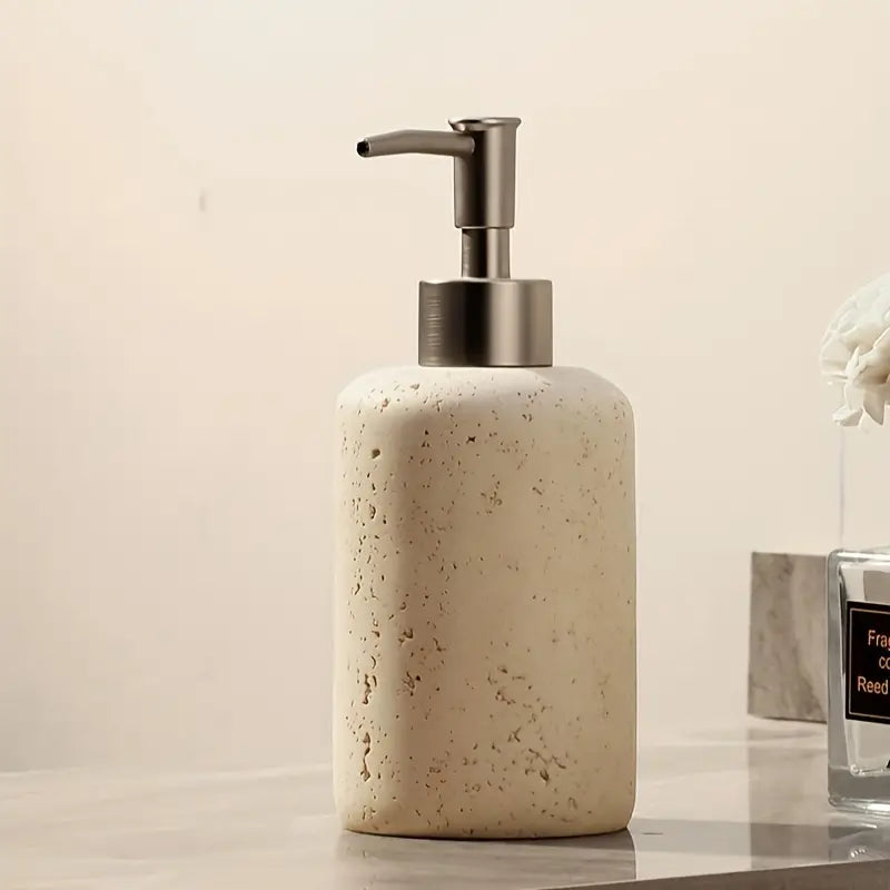 Artisan Travertine-Inspired Soap Dispenser