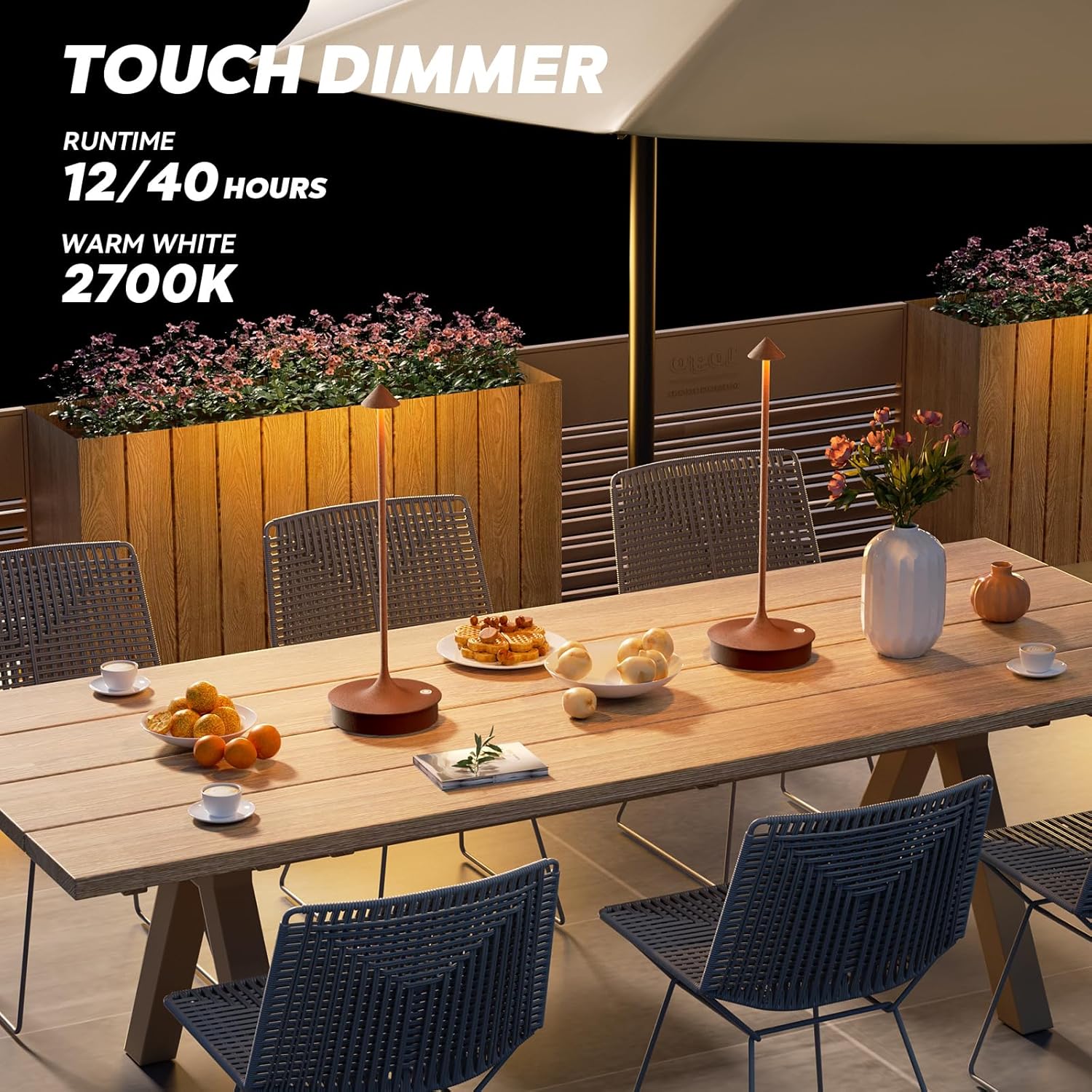 Waterproof Cordless Table Lamp - Rechargeable Wireless Light for Indoor and Outdoor Use, Modern Design-4