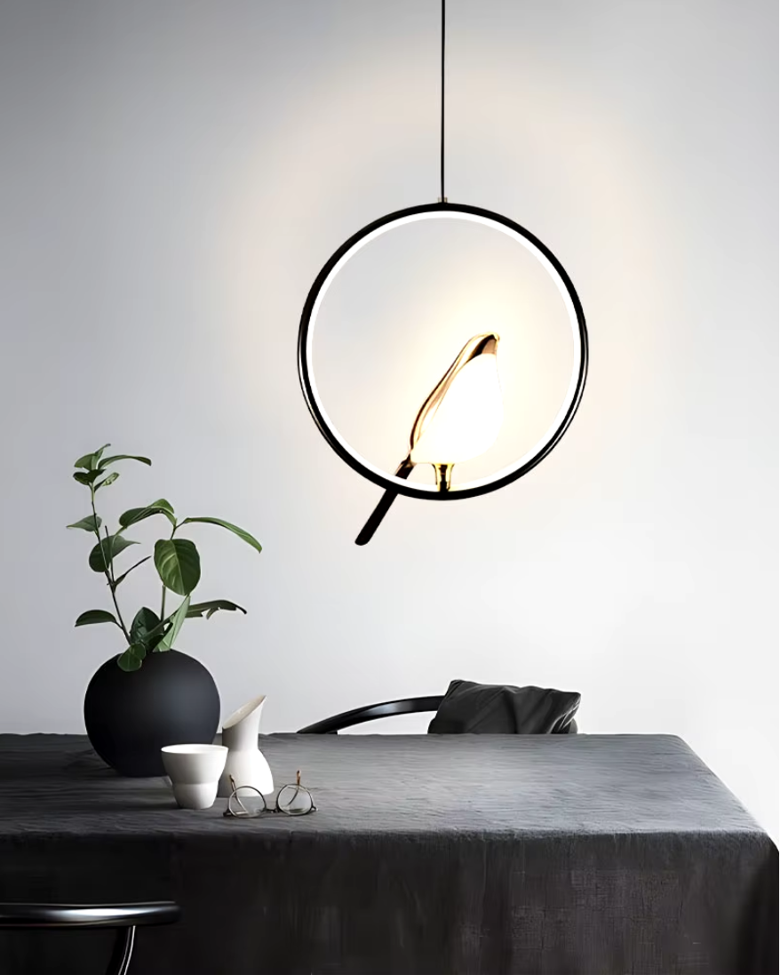 Modern Bird in Hanging Ring Pendant Lamp – Elegant Glass Ceiling Light Fixture for Home and Commercial Use-6