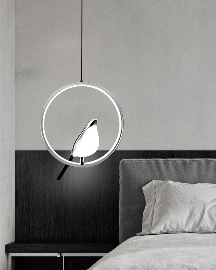 Modern Bird in Hanging Ring Pendant Lamp – Elegant Glass Ceiling Light Fixture for Home and Commercial Use-5