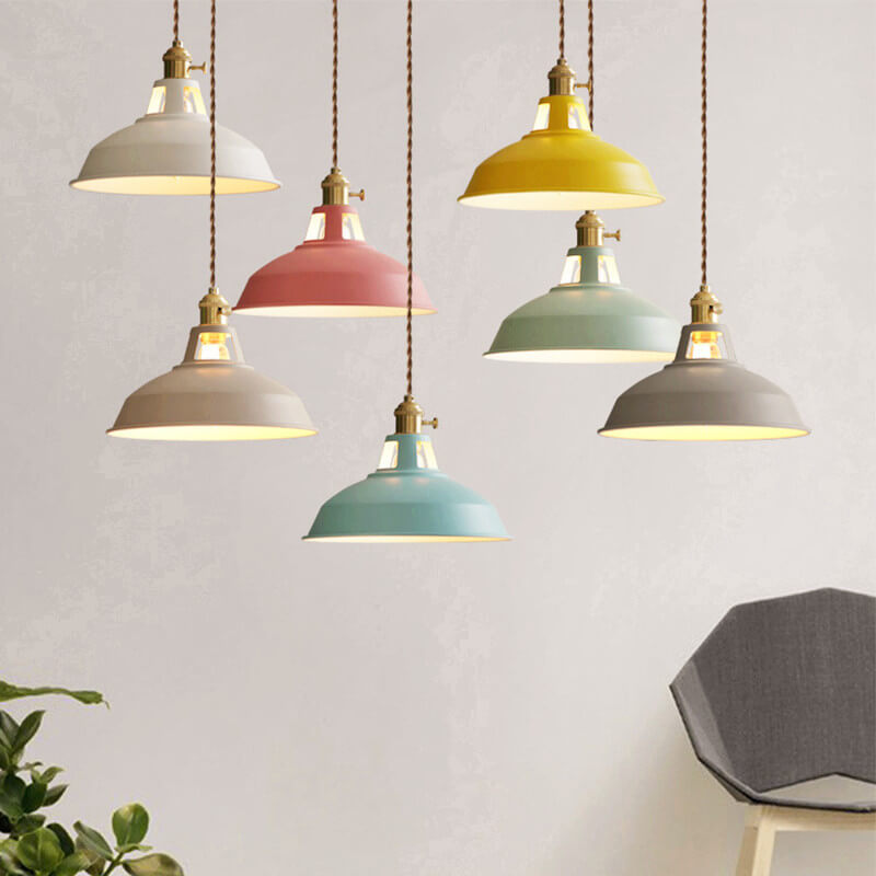 Colorful Industrial Pendant Light with Adjustable Chain – Stylish Kitchen Pendant Lighting for Living Room and Café-1