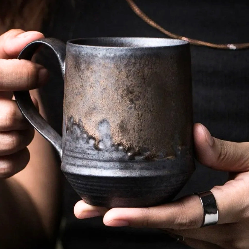 Handmade Rustic Ceramic Mug – Artisanal Pottery Coffee Mug for Hot Beverages, Dishwasher and Microwave Safe-1