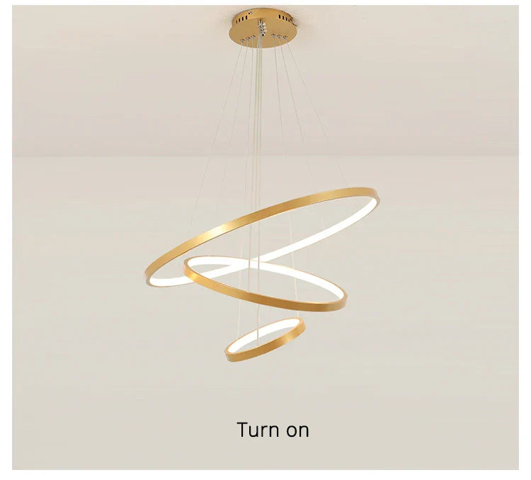 Modern 3 Rings Chandelier Light with Dimming and Remote Control - Elegant LED Dining Room Fixture-5