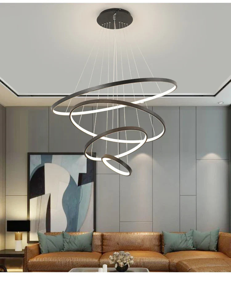 Modern 4-Ring Chandelier Light with Dimming and Remote Control – Elegant LED Fixture for Dining Room and Bedroom-6