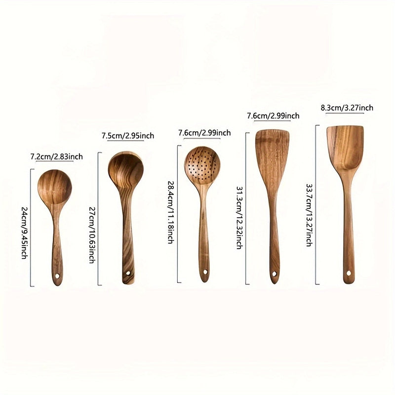 5-Piece Wooden Kitchen Utensil Set – Ergonomic Cooking Utensils for Stylish Kitchenware-5
