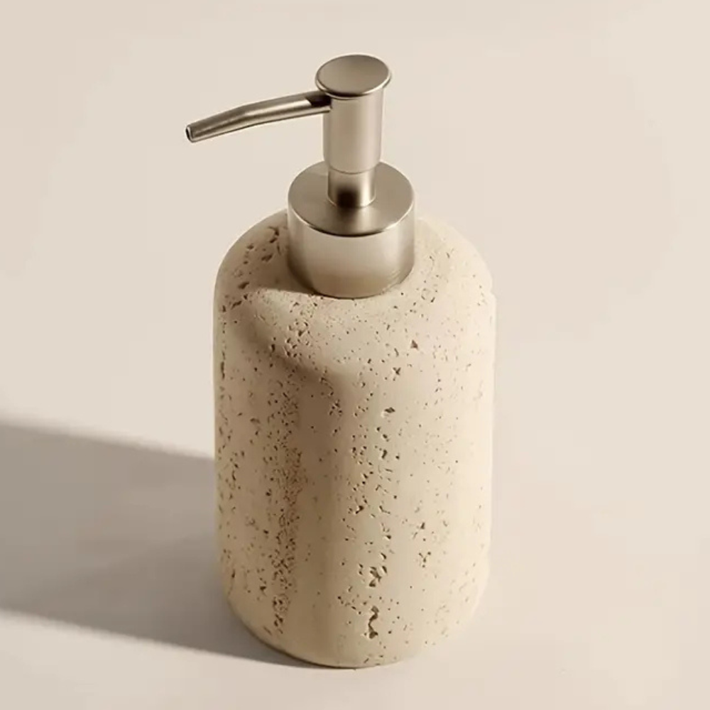 Artisan Travertine-Inspired Soap Dispenser