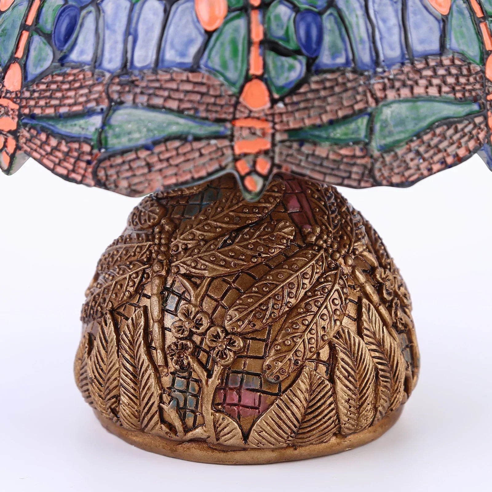 Vintage Stained Glass Table Lamp with Dragonfly Design – Elegant Nightstand or Desk Lamp for Bedroom and Home Decor-5