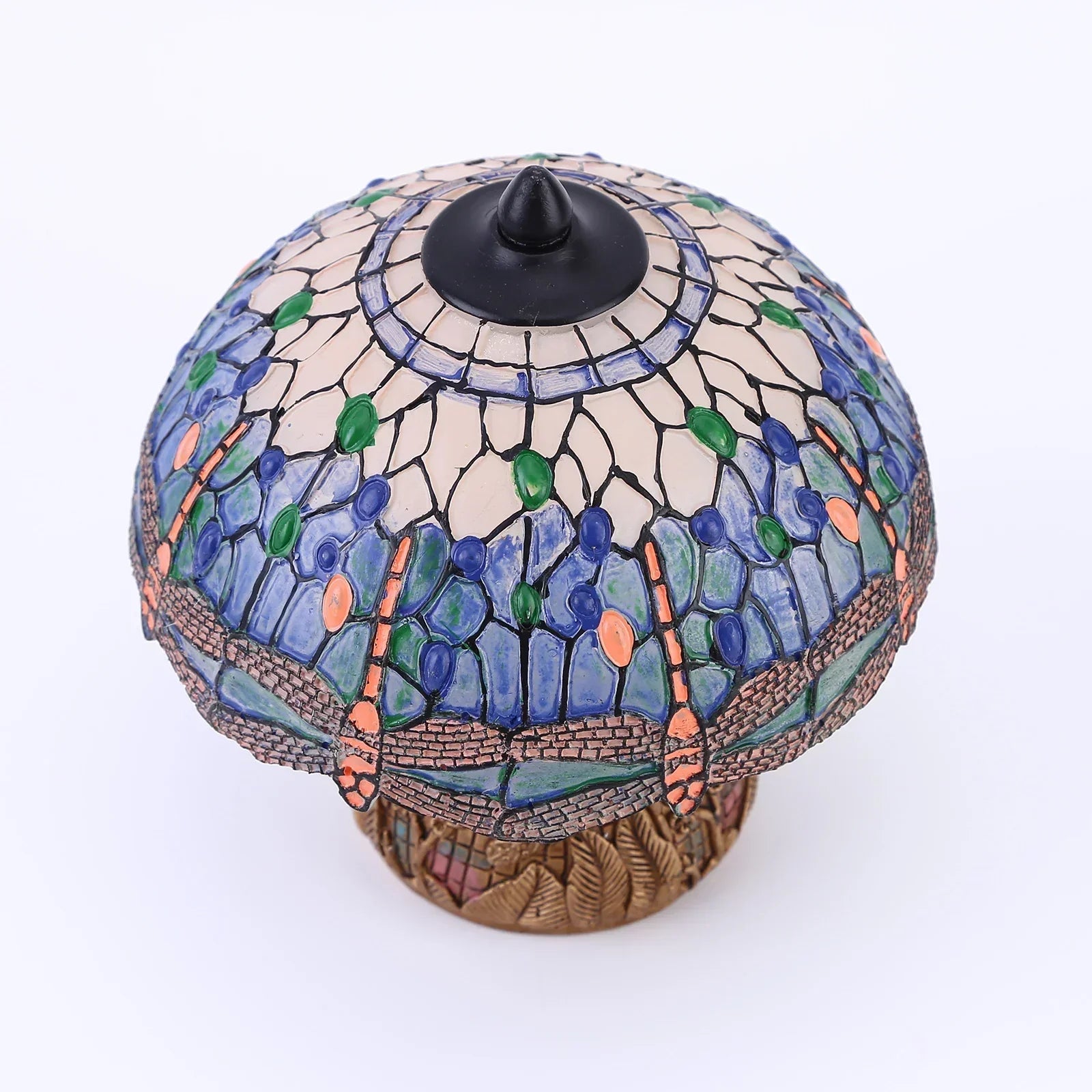 Vintage Stained Glass Table Lamp with Dragonfly Design – Elegant Nightstand or Desk Lamp for Bedroom and Home Decor-4