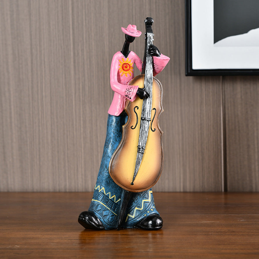 Vintage Jazz Band Figurine - Durable Resin Music Decor Statue for Collectors, Classic Hues and Elegant Design-1