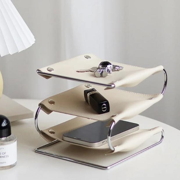Zuma 3-Tier Leather Desk Organizer