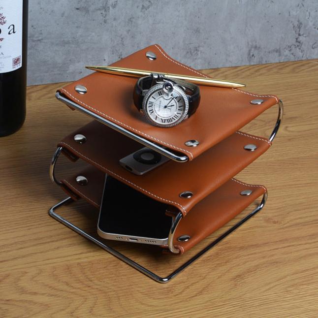 Zuma 3-Tier Leather Desk Organizer