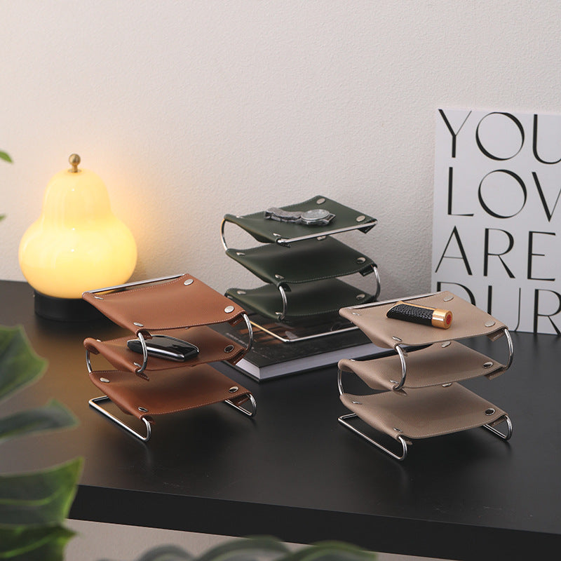 Zuma 3-Tier Leather Desk Organizer