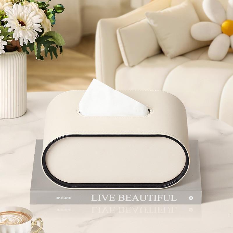Elegant Leather Tissue Box Cover – Stylish Oval Tissue Holder for Home Decor, Compact Design, Premium Quality-4