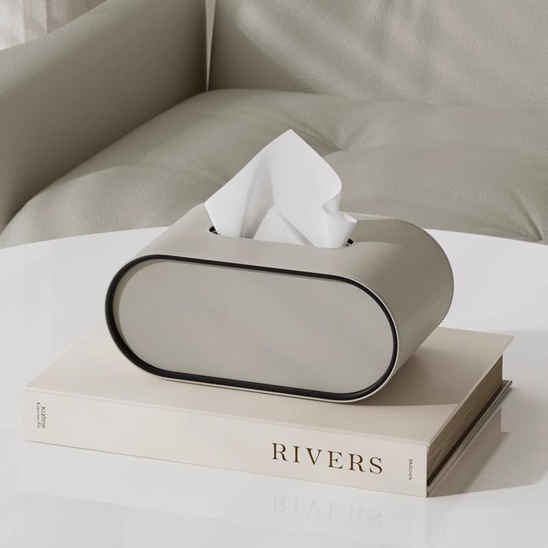 Variant image for Elegant Leather Tissue Box Cover – Stylish Oval Tissue Holder for Home Decor, Compact Design, Premium Quality-4