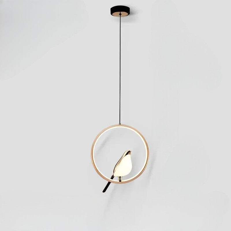 Modern Bird in Hanging Ring Pendant Lamp – Elegant Glass Ceiling Light Fixture for Home and Commercial Use-1