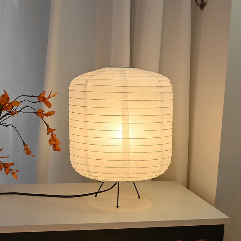 Handcrafted Japanese Rice Paper Table Lamp with Bamboo Frame – Minimalist Bedside Lamp for Soft Ambient Lighting-2