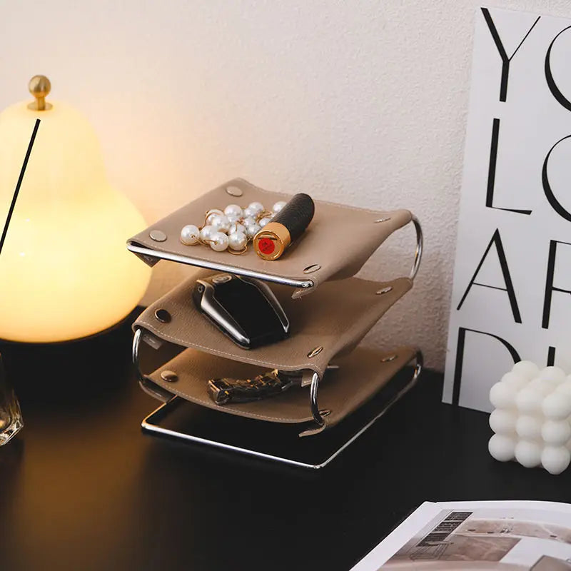 Zuma 3-Tier Leather Desk Organizer