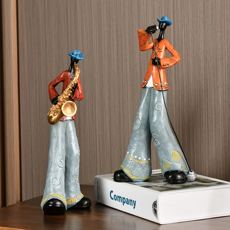 Vintage Jazz Band Figurine - Durable Resin Music Decor Statue for Collectors, Classic Hues and Elegant Design-5