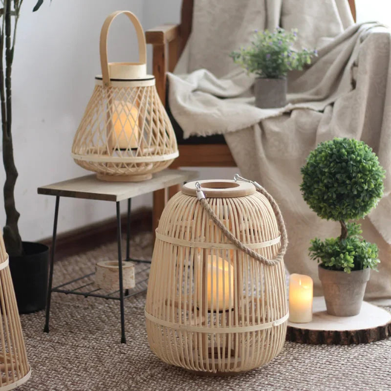 Rattan Lantern Garden with Flameless Candle – Elegant Outdoor Lighting for Patios and Balconies-3