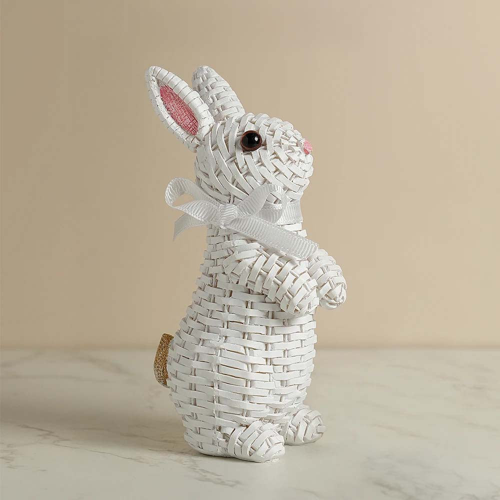 Hoply Rustic Wicker Rabbit Figurines