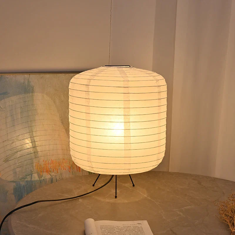 Handcrafted Japanese Rice Paper Table Lamp with Bamboo Frame – Minimalist Bedside Lamp for Soft Ambient Lighting-3