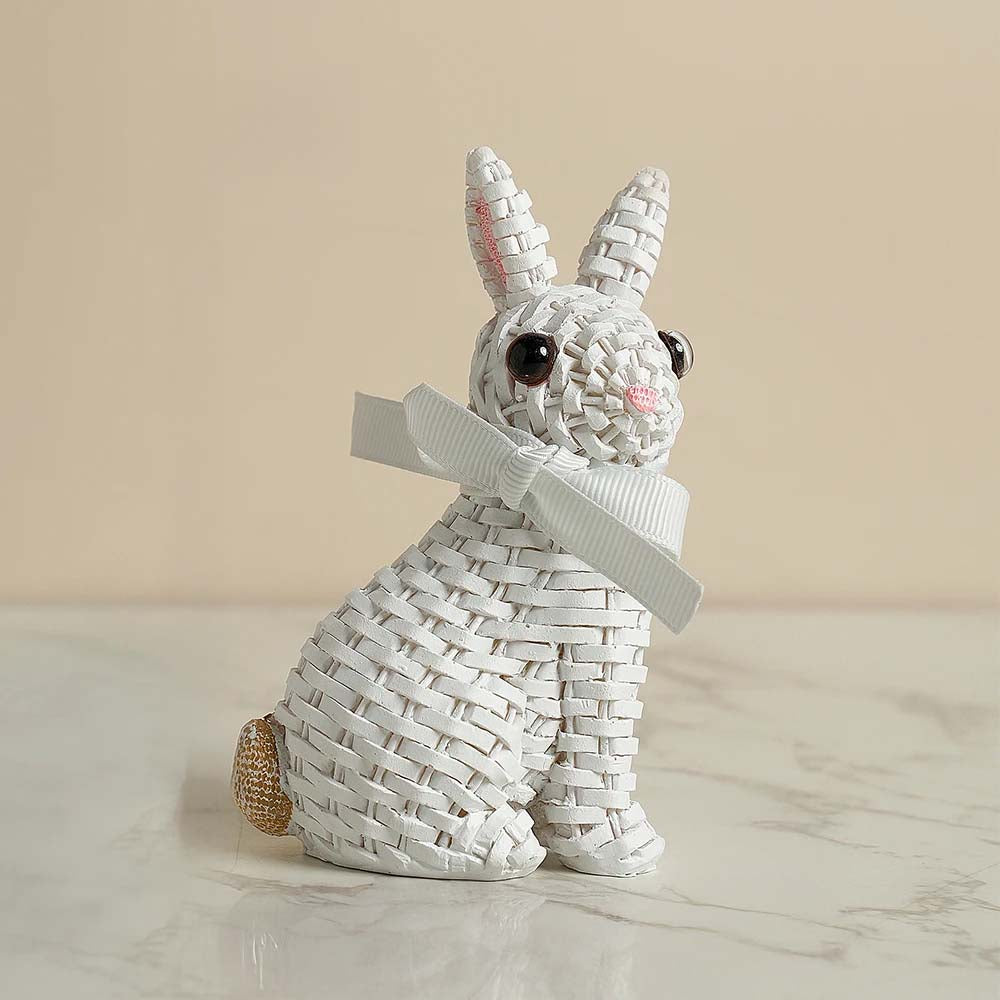 Hoply Rustic Wicker Rabbit Figurines