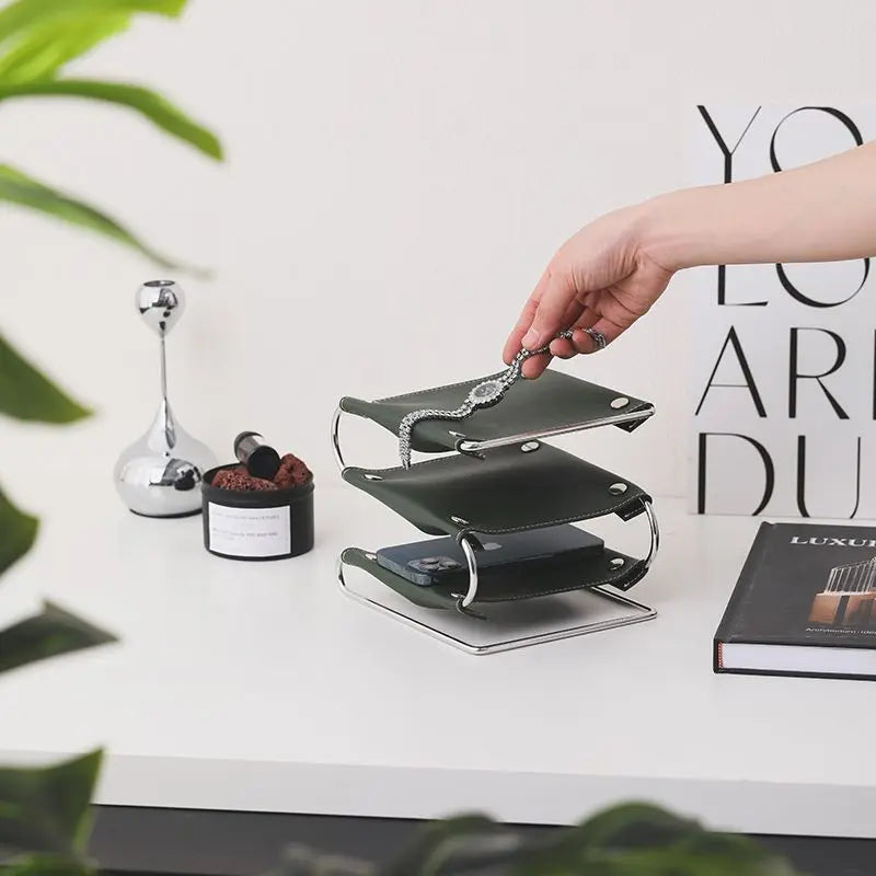 Zuma 3-Tier Leather Desk Organizer