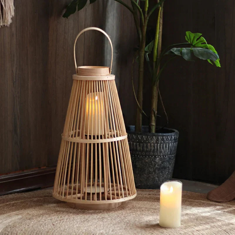 Rattan Lantern Garden with Flameless Candle – Elegant Outdoor Lighting for Patios and Balconies-4