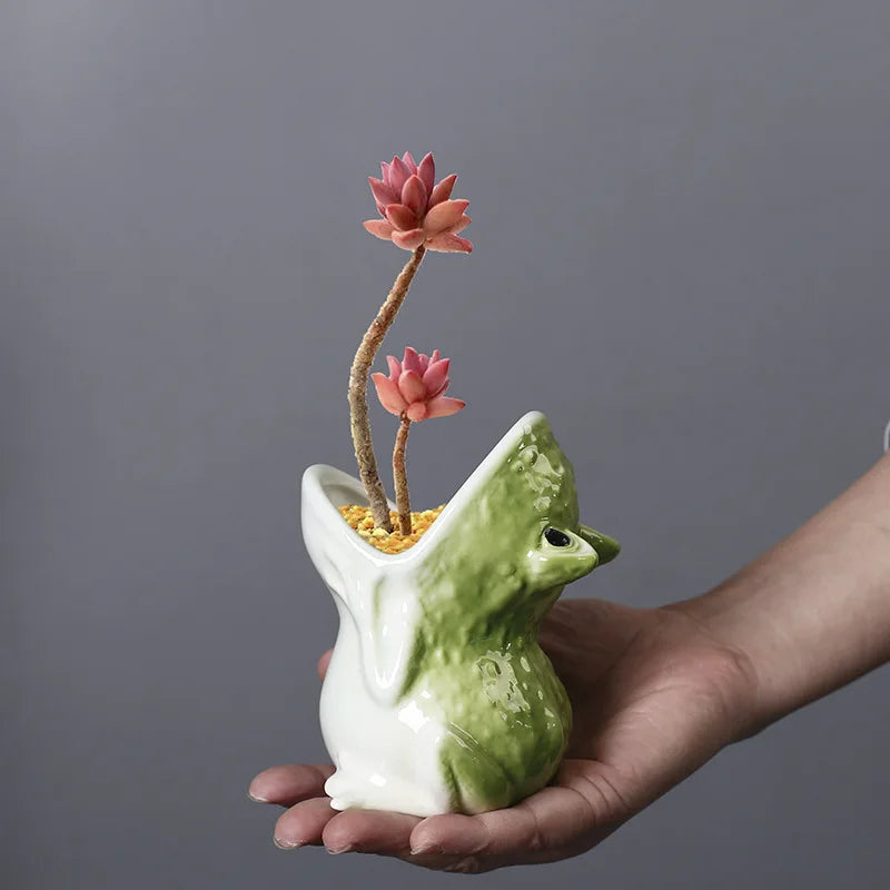 Croak Ceramic Frog Planters