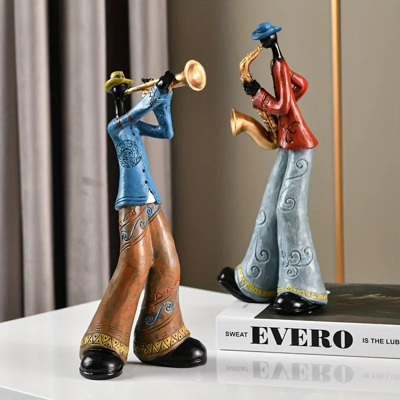 Vintage Jazz Band Figurine - Durable Resin Music Decor Statue for Collectors, Classic Hues and Elegant Design-4