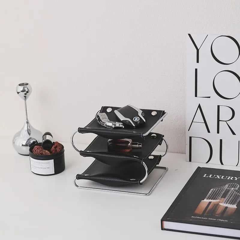 Zuma 3-Tier Leather Desk Organizer