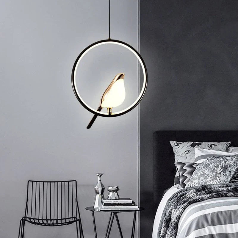 Modern Bird in Hanging Ring Pendant Lamp – Elegant Glass Ceiling Light Fixture for Home and Commercial Use-4