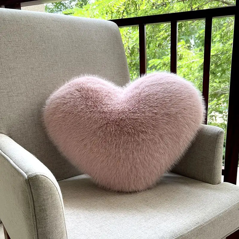 Cozy Heart-Shaped Plush Throw Pillow