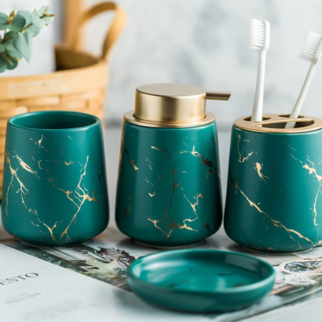 Variant image for Luxury Marble Bathroom Accessories Set – 4-Piece Minimalist Design for Elegant Decor-2