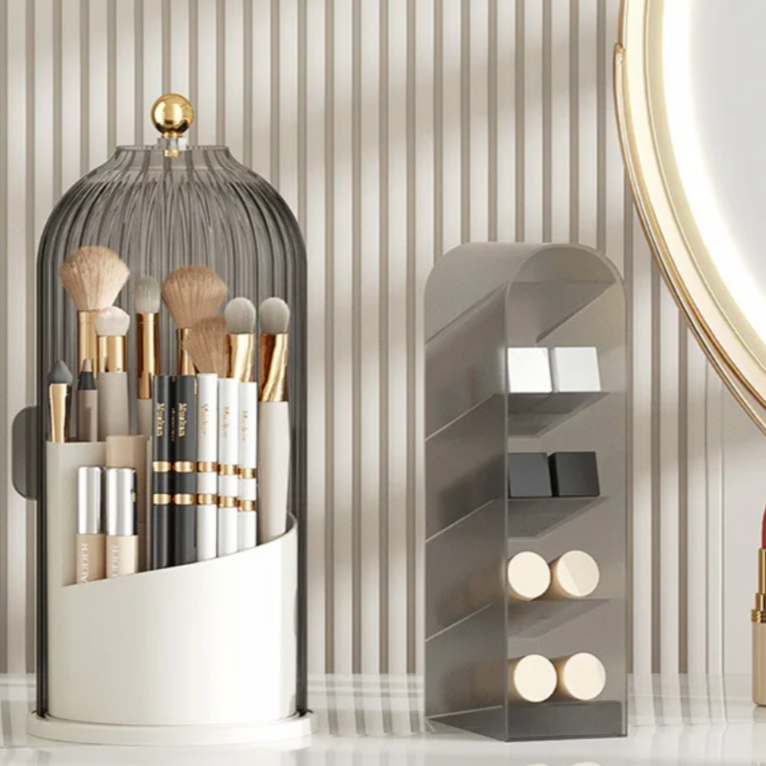 Luxury Acrylic Makeup Organizer with 360° Rotation - Elegant Space-Saving Makeup Storage and Drawer Organizer-3