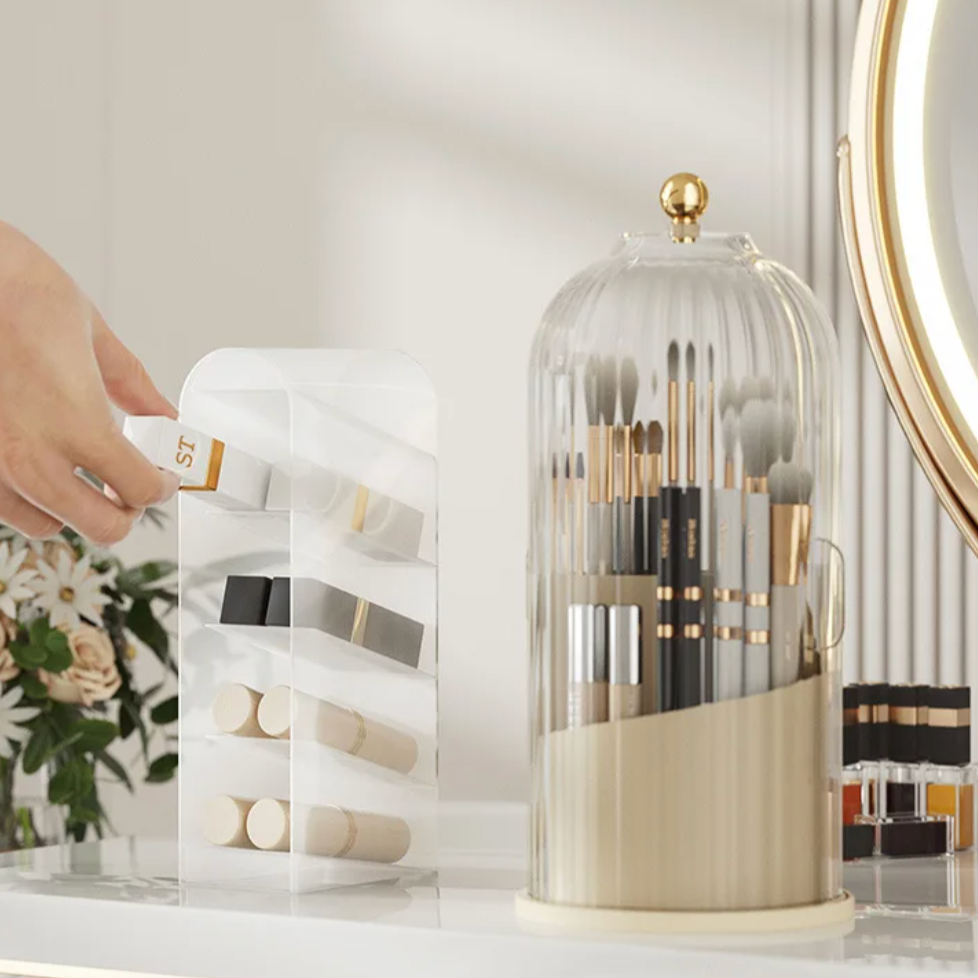 Luxury Acrylic Makeup Organizer with 360° Rotation - Elegant Space-Saving Makeup Storage and Drawer Organizer-4