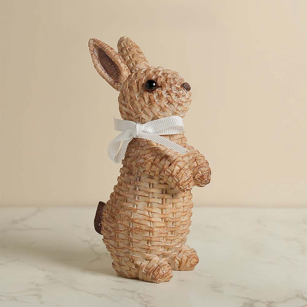 Hoply Rustic Wicker Rabbit Figurines