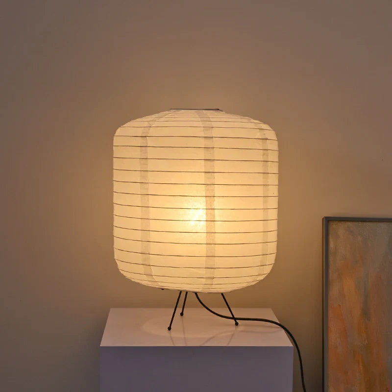Handcrafted Japanese Rice Paper Table Lamp with Bamboo Frame – Minimalist Bedside Lamp for Soft Ambient Lighting-4