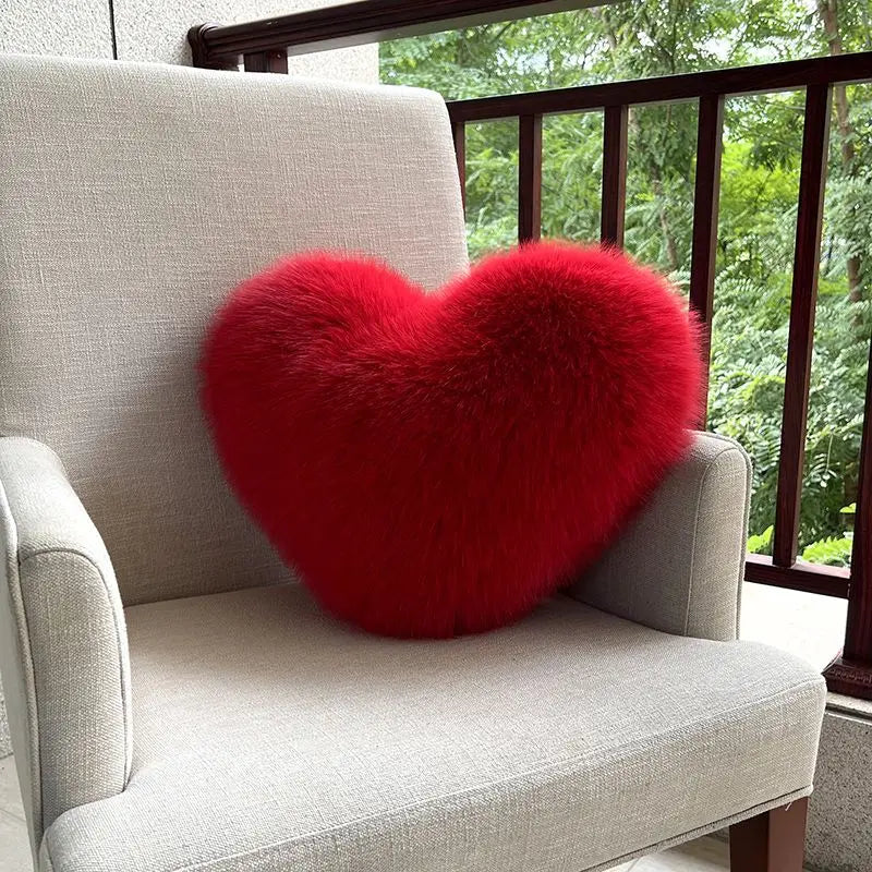 Cozy Heart-Shaped Plush Throw Pillow