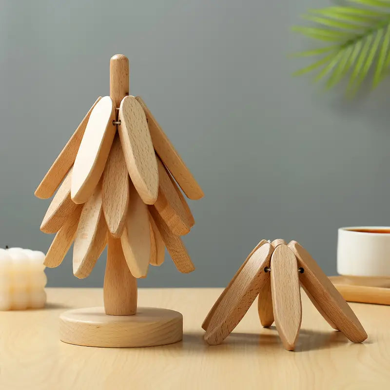 Nature-Inspired Wooden Tree Coaster Set